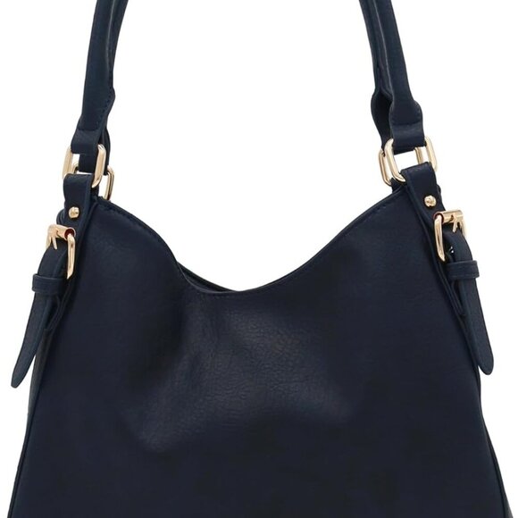 Lightweight 3 Compartment Faux Leather Medium Hobo Bag - Picture 1 of 6